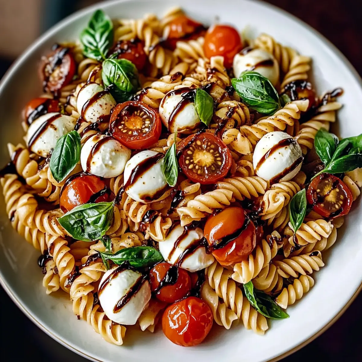 Caprese Pasta Salad with Balsamic Glaze