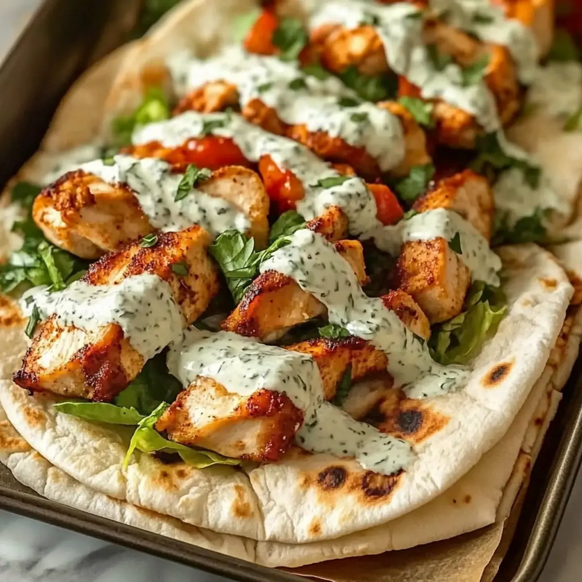 Sheet Pan Chicken Pitas