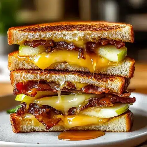 Hot Honey Apple Cheddar Beef Bacon Grilled Cheese Delight